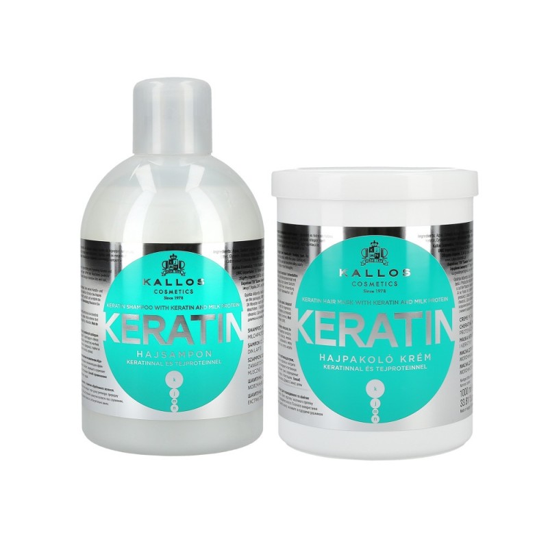 Kallos KJMN Keratin Set Shampoo 1000 ml + Mask 1000 ml