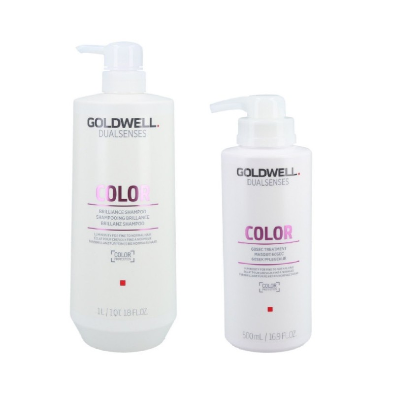 GOLDWELL Dualsenses Color Brilliance Shampoo 1000ml + 60Sec Treatment 500ml Set