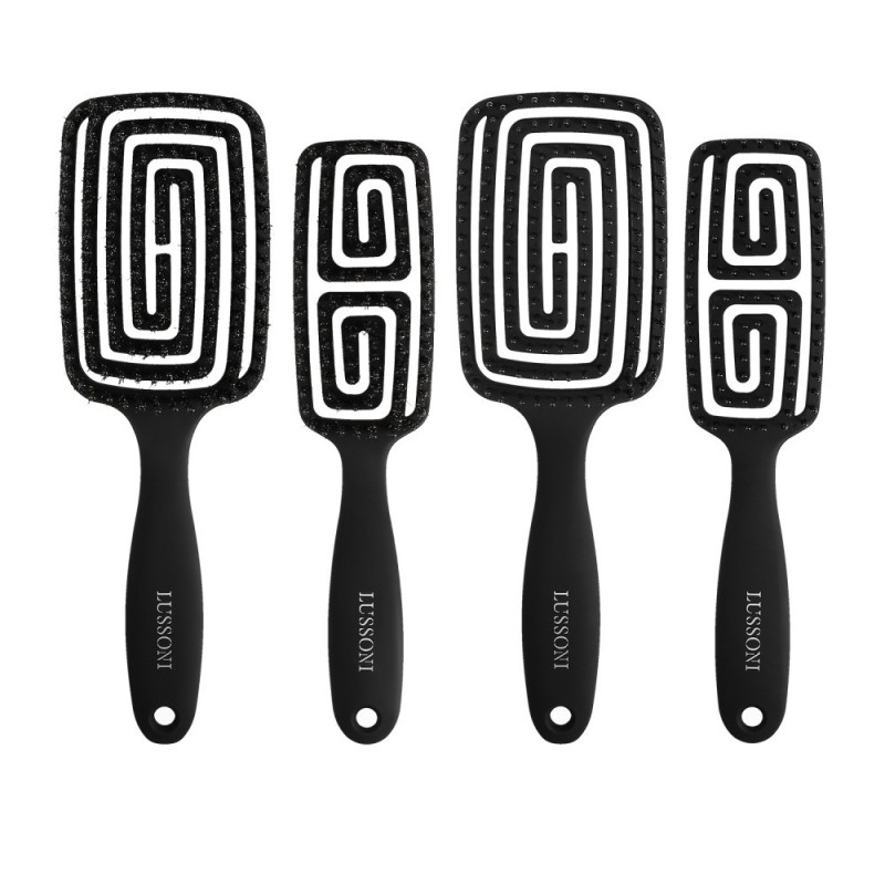 LUSSONI Labyrinth Flexible Vent - 4 Pcs Professional Hairbrush Set