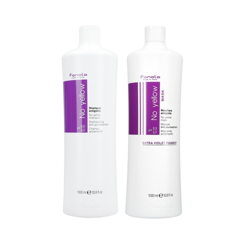 FANOLA NO YELLOW Shampoo 1000ml+Mask 1000ml Set