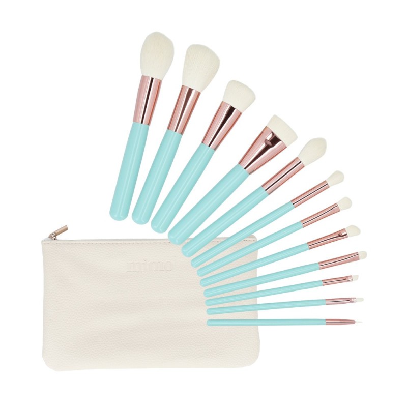 MIMO 12 pcs makeup brush set with case, Turquoise