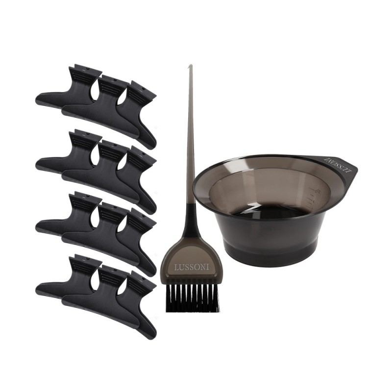 LUSSONI Hair colour Bowl 250ml + TB 011 Brush Set + Hair clips 12pcs.