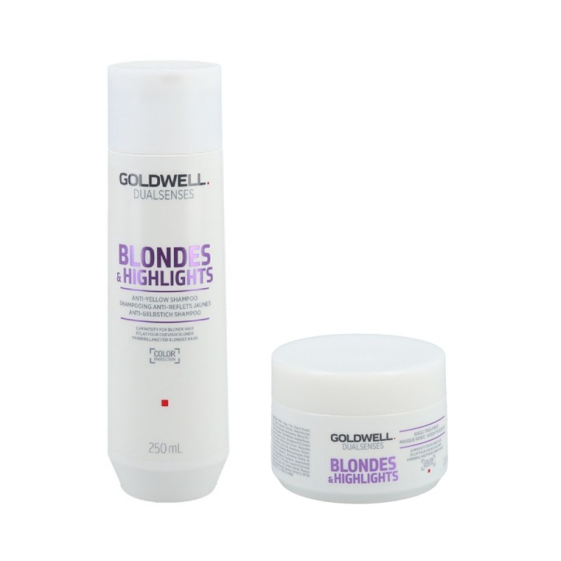GOLDWELL Dualsenses Blondes & Highlights Anti-Yellow Shampoo 250ml + 60Sec Treatment 200ml Set