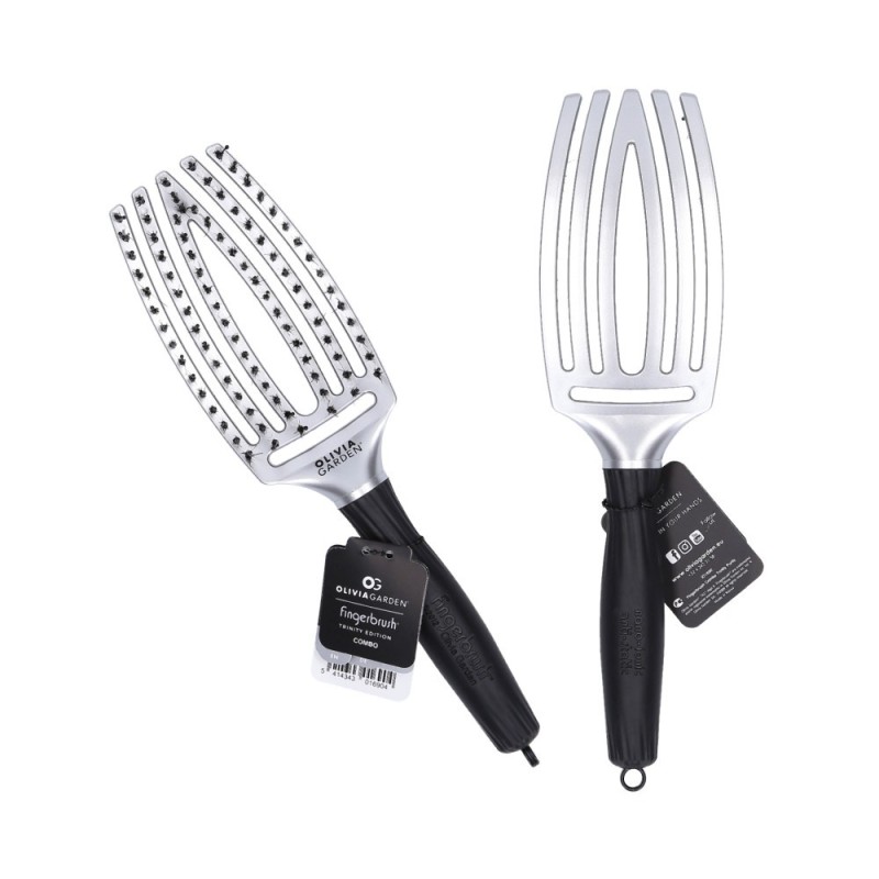 OLIVIA GARDEN FINGER BRUSH Purity White Gold boar bristle hair brush