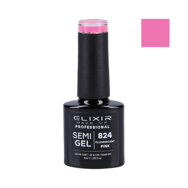ELIXIR Hybrid nail polish 824 FLUORESCENT PINK 8ml