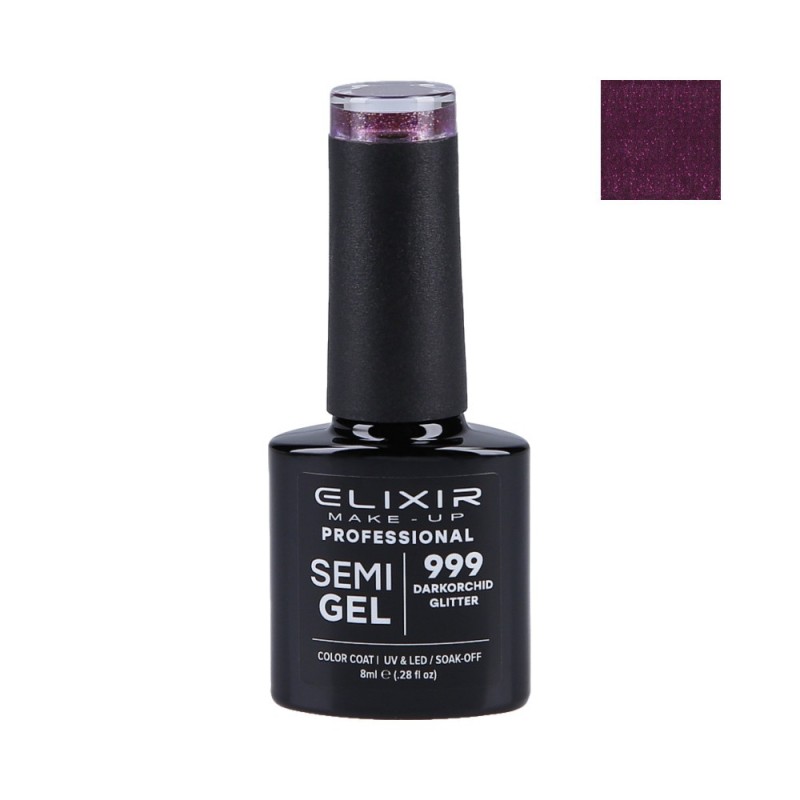 ELIXIR Hybrid nail polish 999 DARKORCHID GLITTER 8ml