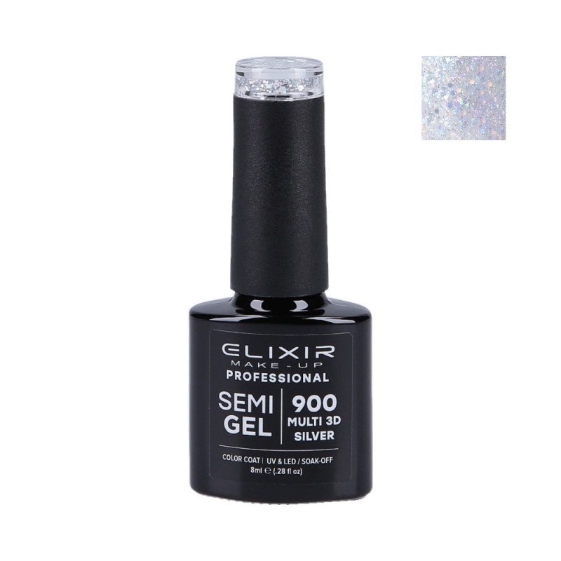 ELIXIR Hybrid nail polish 900 MULTI 3D SILVER 8ml