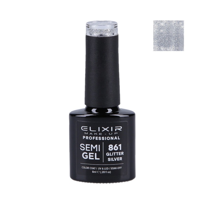 ELIXIR Hybrid nail polish 861 GLITTER SILVER 8ml