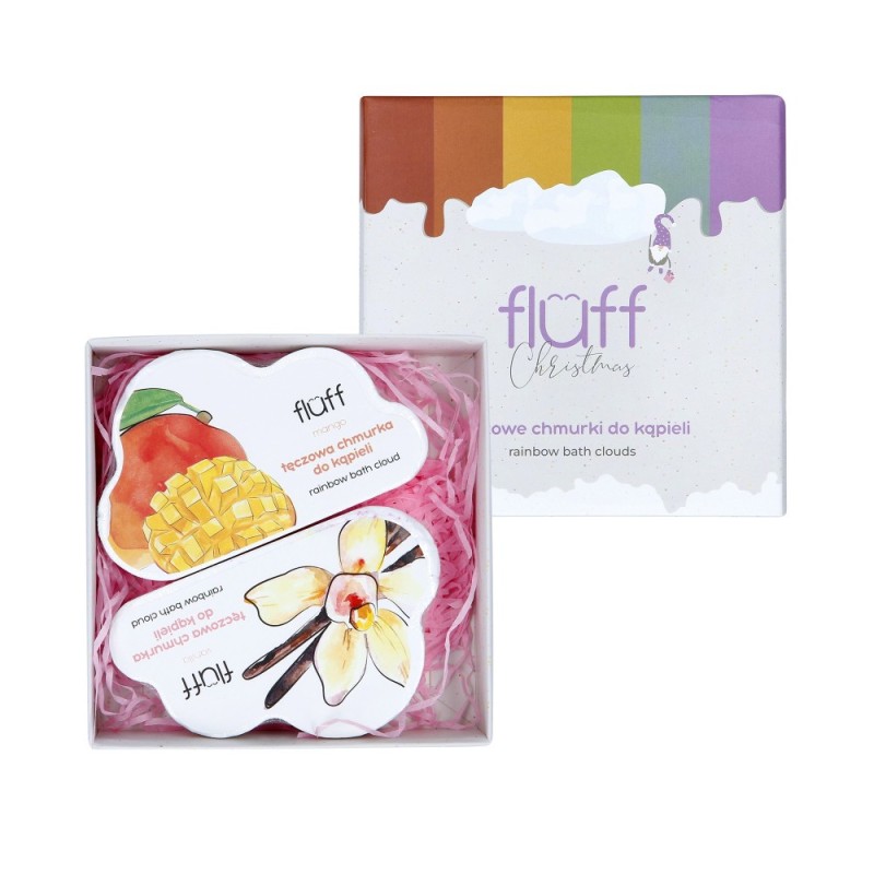 FLUFF RAINBOW BATH CLOUDS Set of two sparkling bath clouds 2x150g
