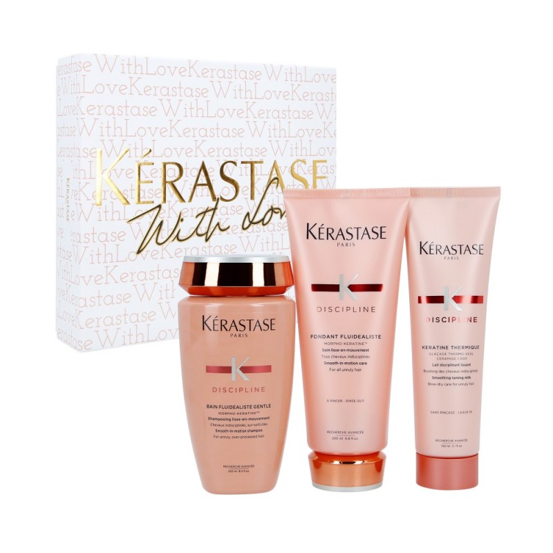 KÉRASTASE DISCPILINE Hair Discipline Set, Bath 250ml + Conditioner 200ml + Smoothing Milk 150ml