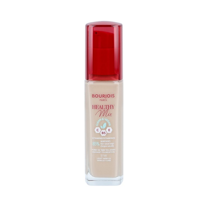 BOURJOIS HEALTHY MIX VEGAN Anti Fatigue Foundation 051W Light Vanilla 30ml