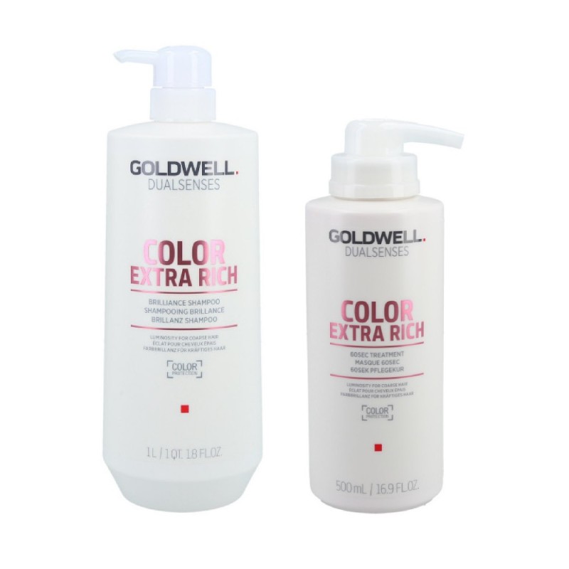 GOLDWELL Dualsenses Color Extra Rich Brilliance Shampoo 1000ml + 60Sec Treatment 500ml Set