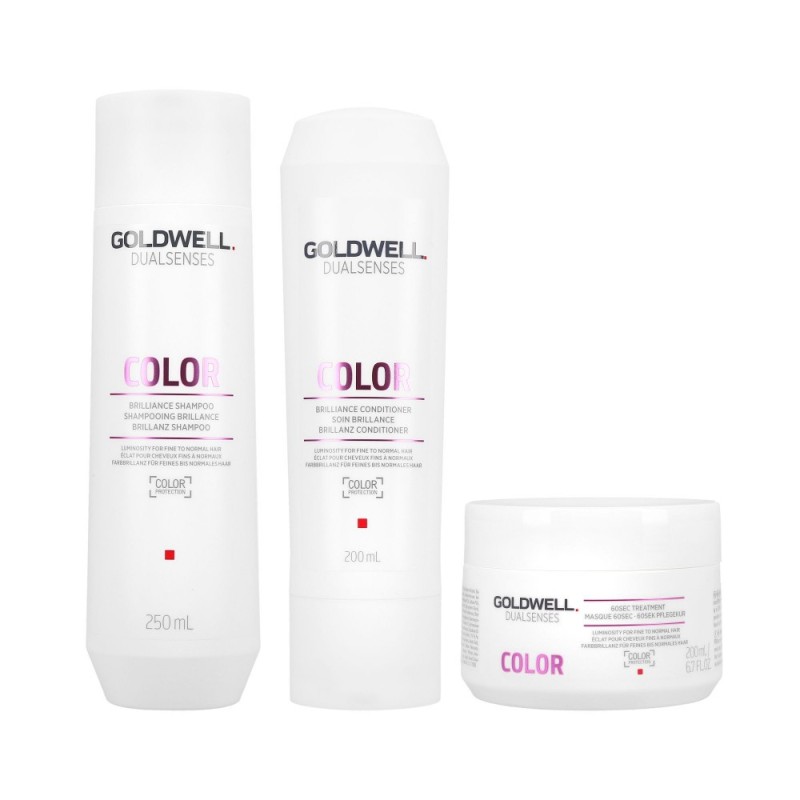 GOLDWELL Dualsenses Color Brilliance Shampoo 250ml + Conditioner 200ml + 60Sec Treatment 200ml Set
